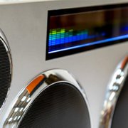 GPO Retro Manhattan Stereo Bluetooth Portable Speaker, Silver