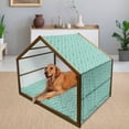 thumbnail image 2 of Floral Pet House, Abstract Motifs Inspired by Rural Woodland Nature Modern Foliage Design, Outdoor & Indoor Portable Dog Kennel with Pillow and Cover, 5 Sizes, Turquoise and Cream, by Ambesonne, 2 of 4