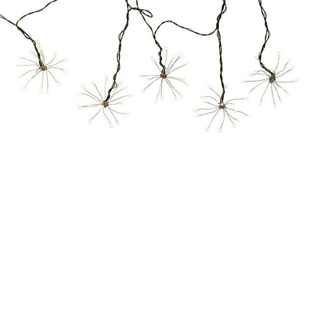 Kurt Adler AD1014WW 75-Light Cluster Burst Warm Superbright LED Light Set with Wire, White & Green