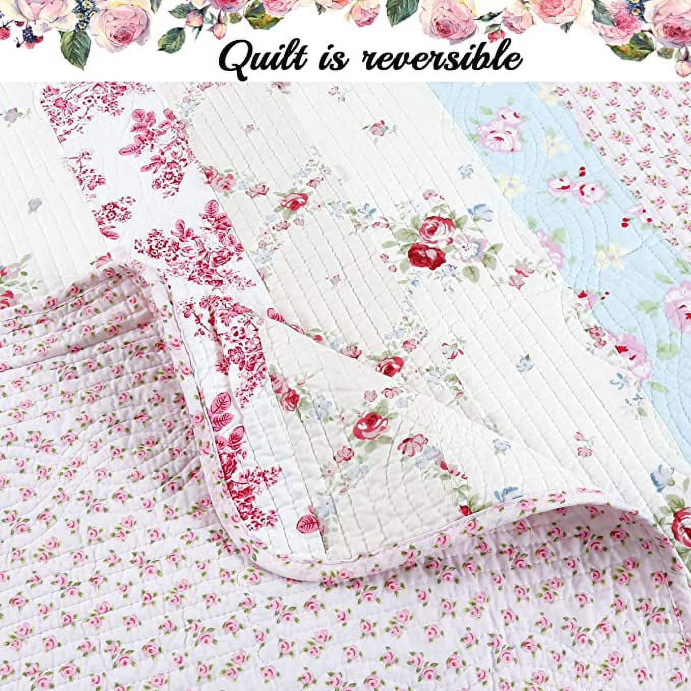Cozy Line Home Fashions Cotton Reversible Quilt, Queen, - Easy Care (3 Count)