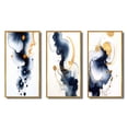 thumbnail image 2 of Designart "Suites of Distant Moods Gilded Ink Abstract I" Abstract Painting Framed Wall Art Set Of 3 - Blue Modern Frame Gallery Set For Office Decor, 2 of 6