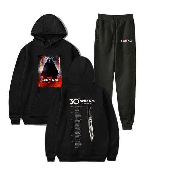 Scream 7 30th Anniversary of Scream Kill Tour 2026 Print Hoodie Jogger Set - Unisex 2-Piece Casual Pullover Sweatshirt Pants for Movie Fans