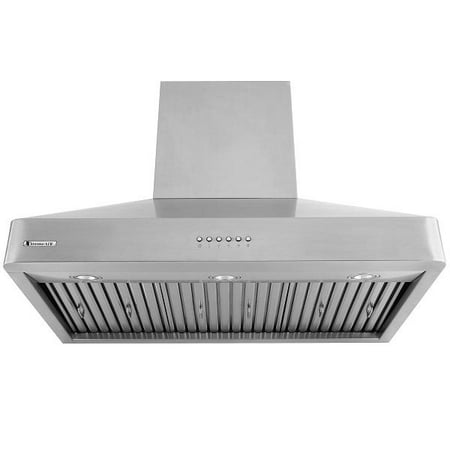 Zephyr Europa Series Hoods - Deluxe Series DL08-W36 36 Wall Mount Ducted Range Hood with 900 CFM 4-Speeds Electronic Soft Press Buttons Dishwasher Safe Baffle Filters LED Lighting and Auto-Shutoff in Stainless Steel