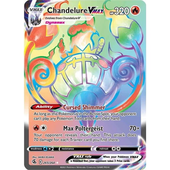 Pokemon Sword & Shield Fusion Strike Secret Rare Chandelure VMAX #265