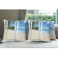 thumbnail image 6 of Ambesonne Ocean Throw Pillow Cover 4 Pack, Island Scenery Traveling, 18", White Cream Blue, 6 of 7