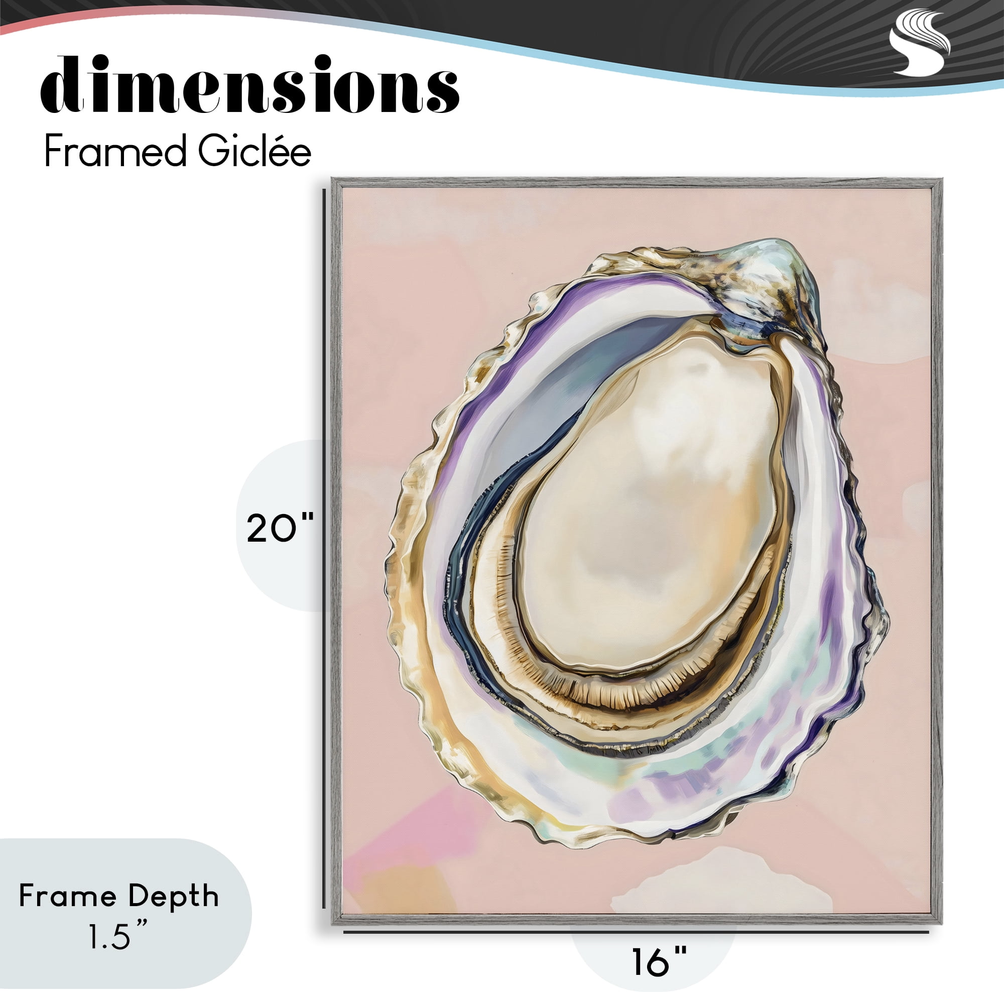 Stupell Industries Pink Oyster Shell Elegance Gray Framed Giclee Art, design by The Prints Vibe