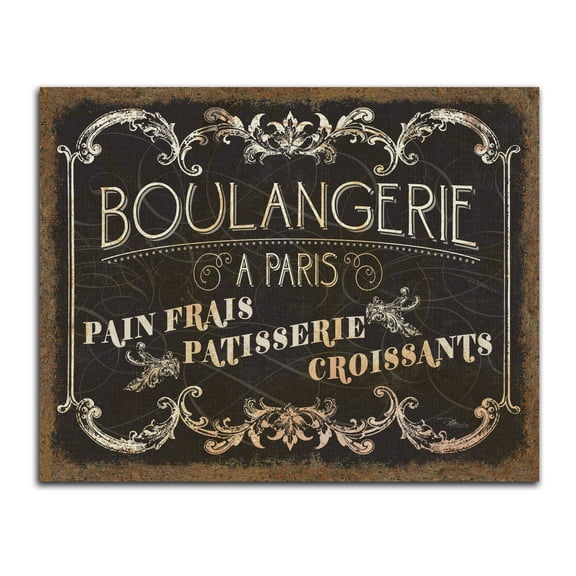 Black and Brown Parisian Boulangerie Patisserie Adult Kitchen Decor; 1 - 14" x 11" Unframed Poster