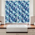 thumbnail image 2 of Ambesonne Retro Kitchen Curtains, Vintage Mosaics Squares, 55"x45", Pale Blue Dark Blue, 2 of 3