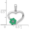 thumbnail image 2 of 10K White Gold Diamond And Emerald Heart Flower Pendant (Width 15) (Length 19.6) - Jbsp, 2 of 5