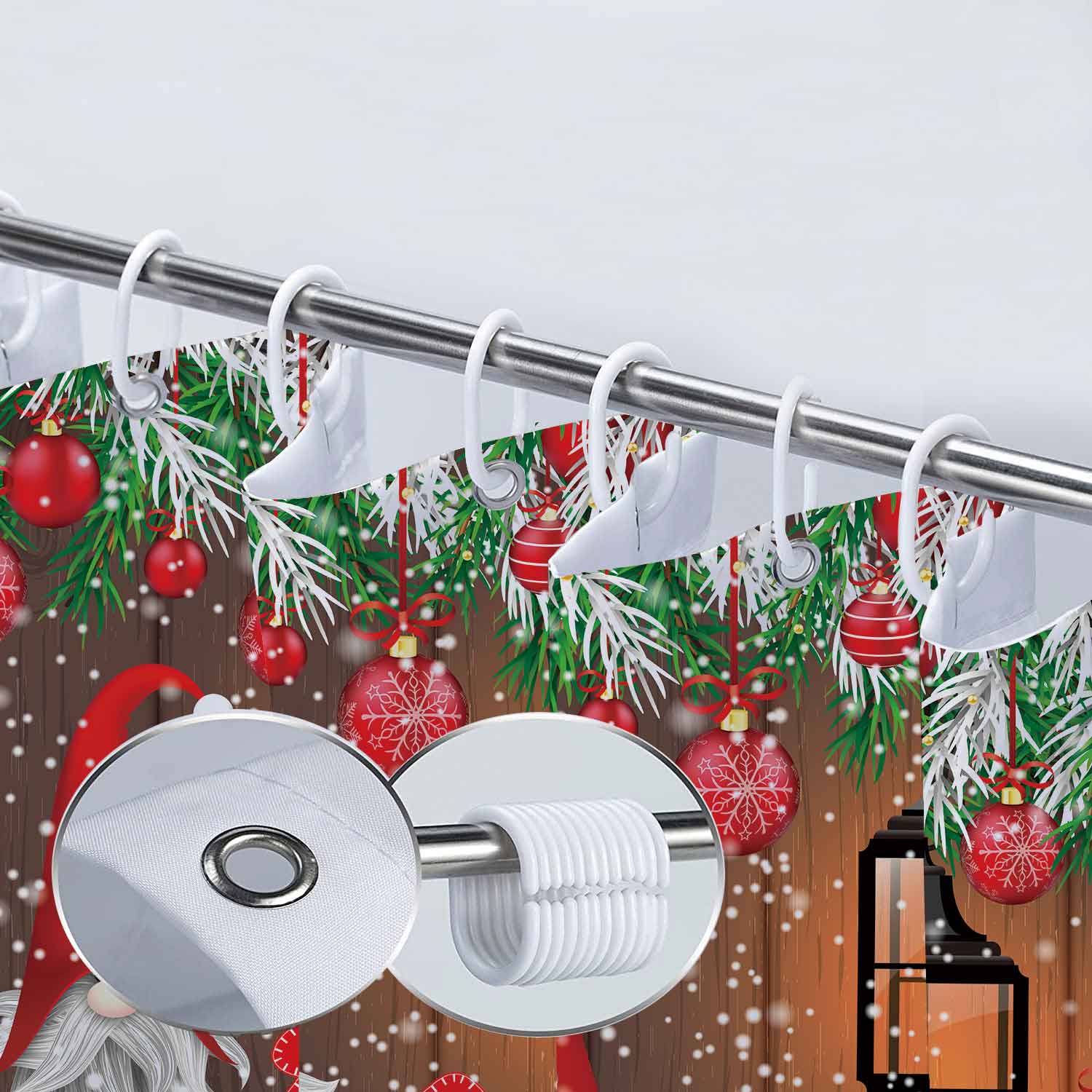 GNOME Duschvorhang 'Let It Snow' – Weihnachtsdesign, 183 X 183 Cm, Wasserabweisend & Mit Haken