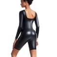 thumbnail image 4 of Mono de mujer de manga larga, mono ajustado, mono deportivo, fitness, traje de yoga, mono corto sexy de una pieza de piel sintética, 4 of 5
