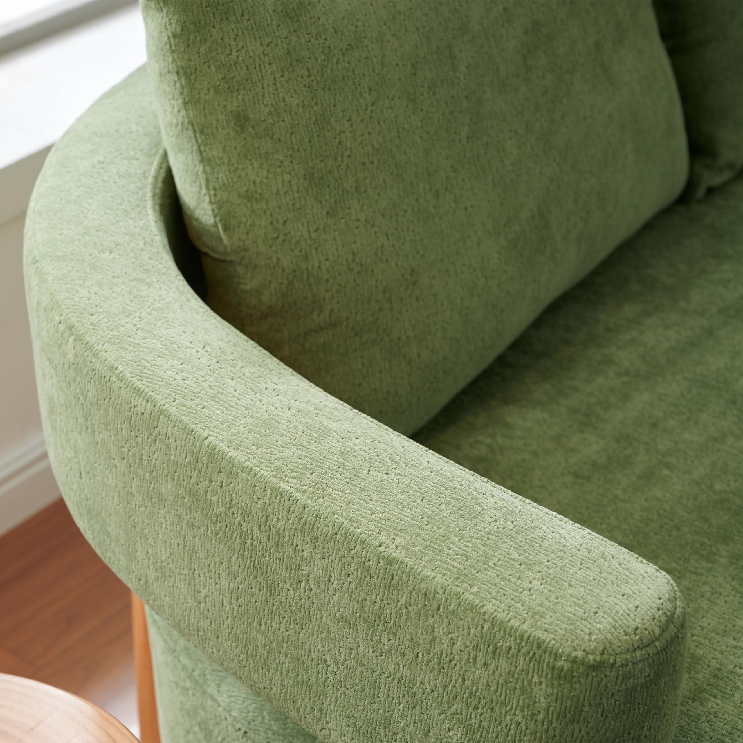 Loveseat Sofa with High-Resilience Cushions, Ergonomic Design with Arched Arms, Sturdy Hardwood Legs, Soft Velvet Upholstery, Includes Floor Protection Pads, Easy Assembly, Green