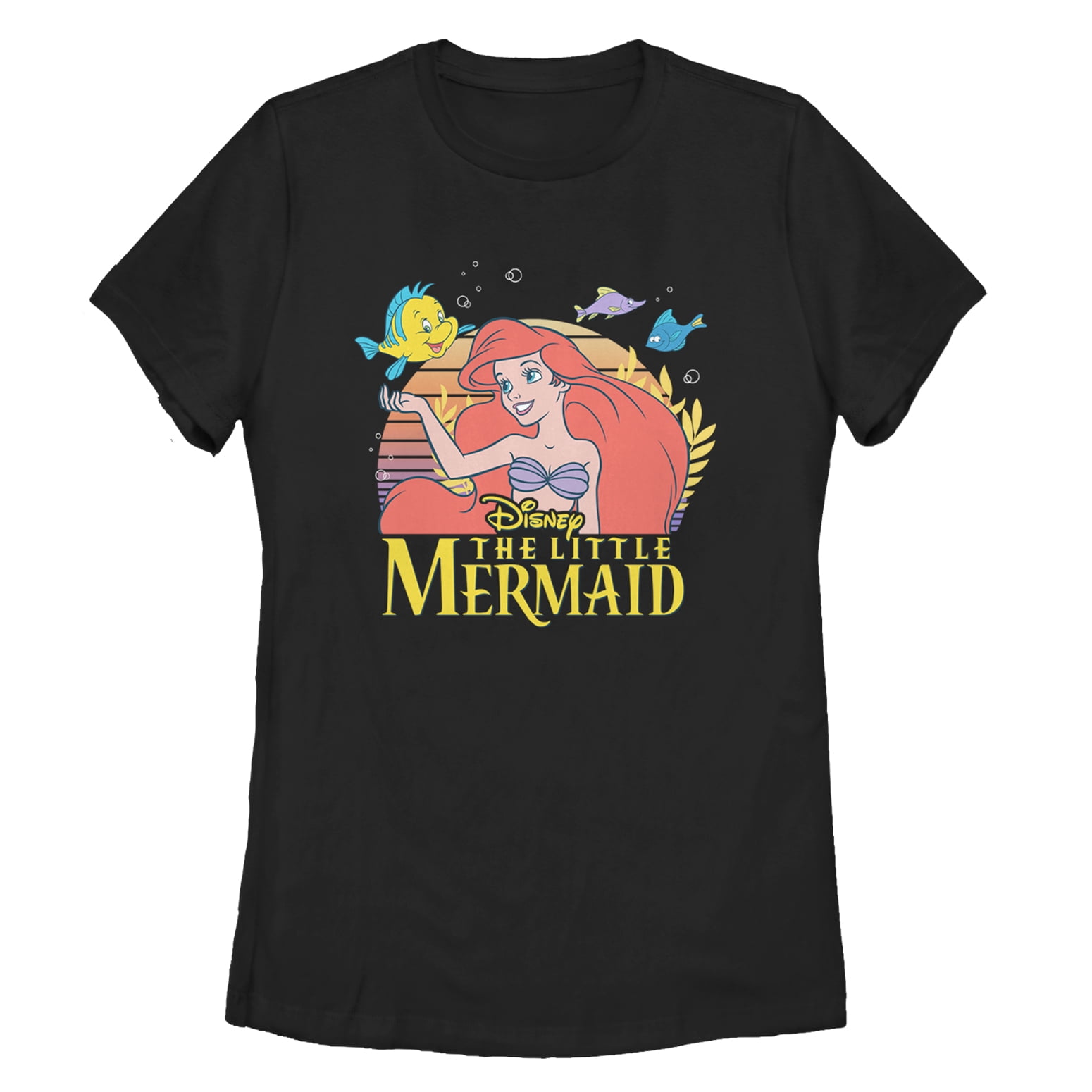 Women s The Little Mermaid Ariel Classic T Shirt Black X Large Walmart