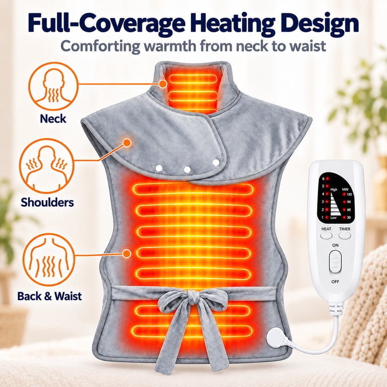 Amumu Shoulder and Neck Heating Pad Wrap, 37" x 24" photo 7