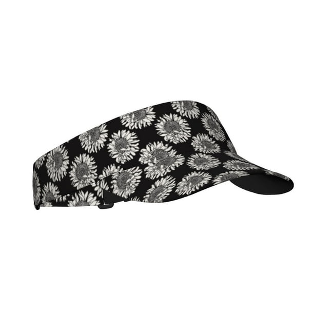 Fotbe White Sunflowers Visera Deportiva con Diseño, Gorra Abierta Ajustable de Algodón para Mujer y Hombre
