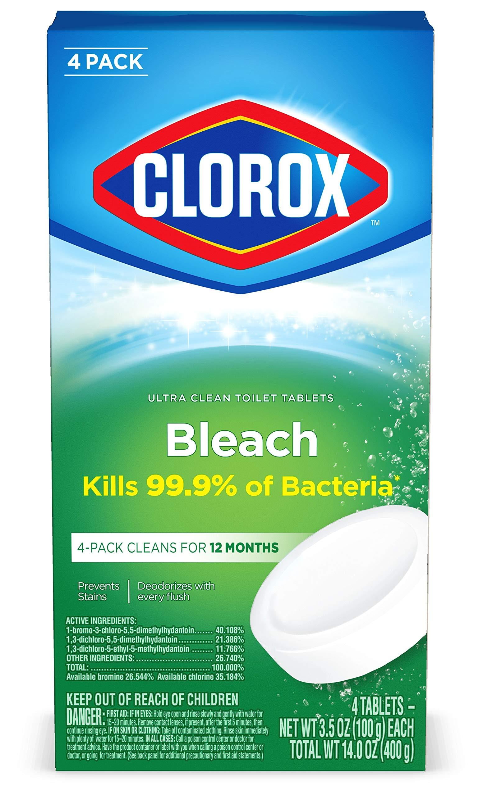 Clorox Automatic Toilet Bowl Cleaner Tablets with Bleach – 3.5 Ounces Each, 4 Count