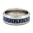 thumbnail image 2 of MJ Metals Jewelry Mirror Polished Tungsten Carbide 8mm Blue&White Carbon Fiber Inlay Ring Size 7.5, 2 of 4