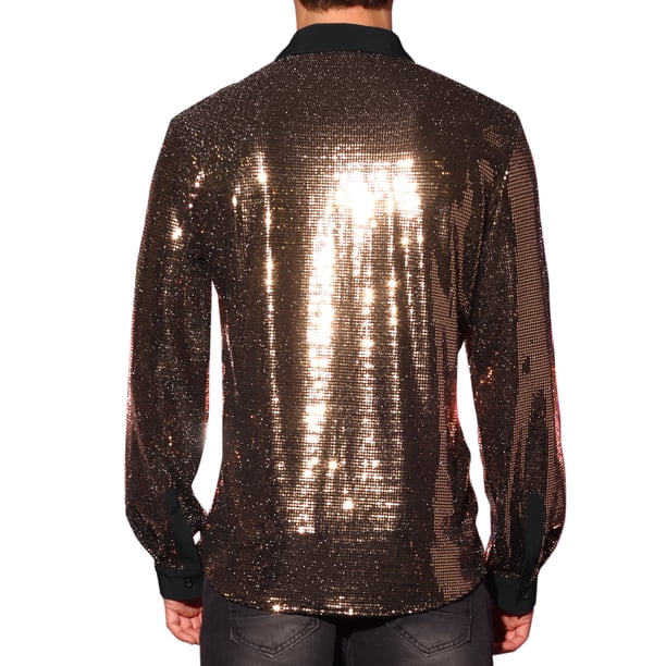 INSPIRE CHIC Men's Shirts Sequin Long Sleeve Button Down Sparkle Metallic Dress  Shirts S Champagne - Walmart Business Supplies