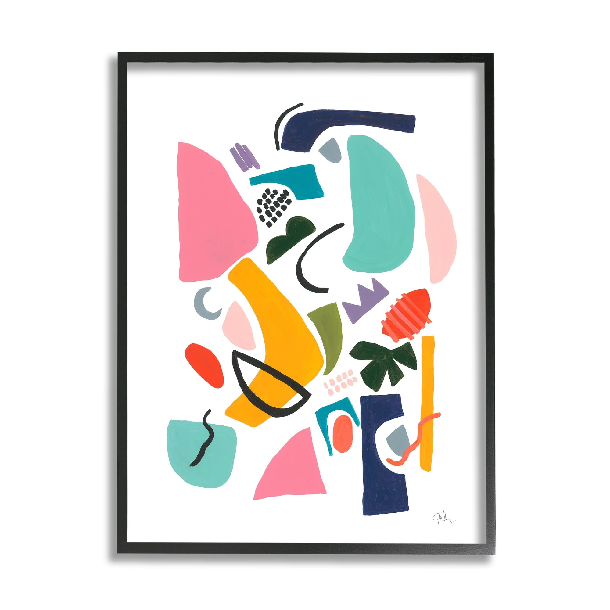 Stupell Industries Bold Expressive Shapes Abstract Painting Funky Geometry, 16 x 20,Design by Jan Weiss
