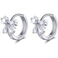 thumbnail image 6 of Solid 925 Sterling Silver CZ Bow Hoop Earrings Ribbon for Women Teens Small Bowknot Hoop Earrings Cartilage, 6 of 13