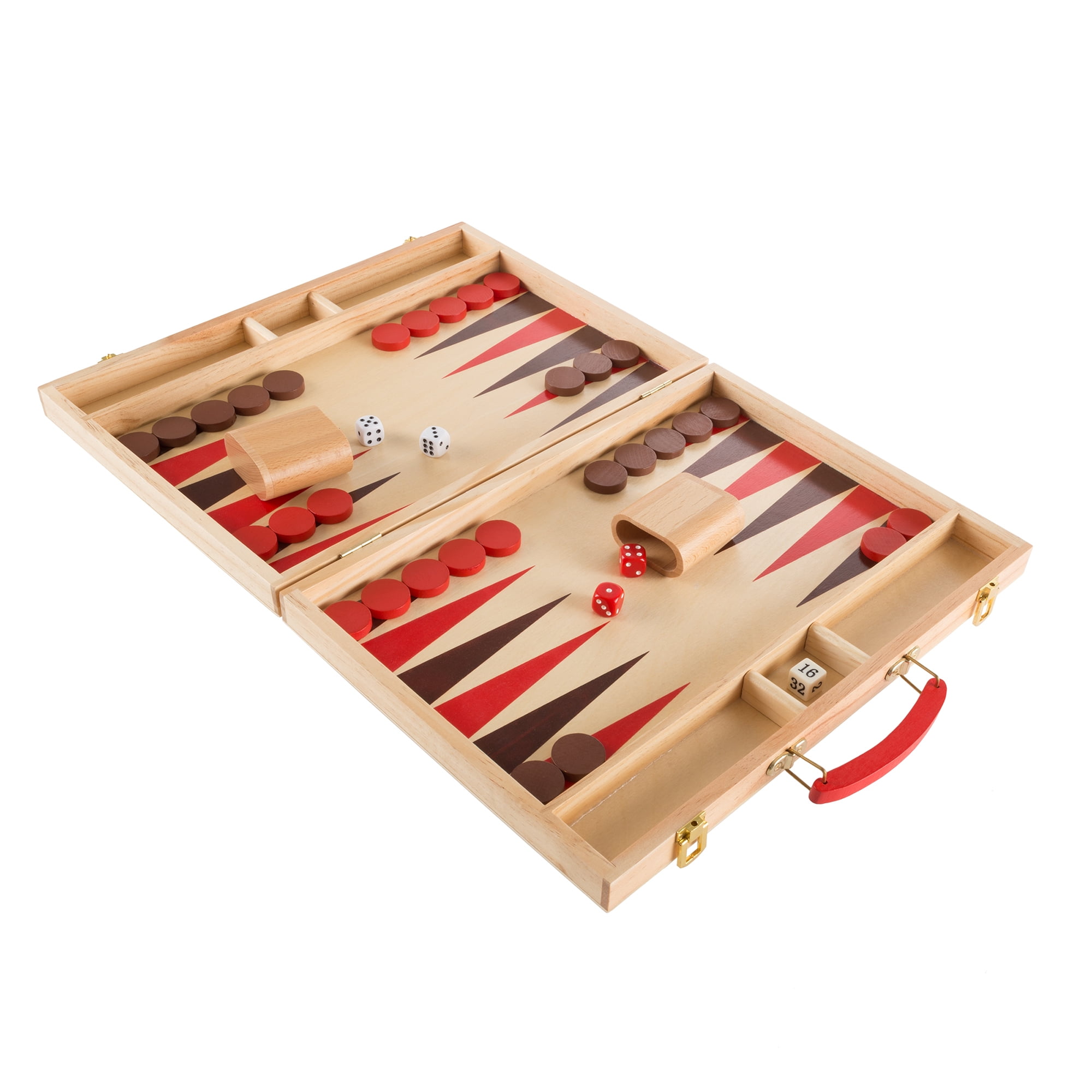 Hey Play M350071 Wood Backgammon Board Game Complete Set