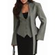 thumbnail image 3 of Chaqueta de Traje de Larga para Mujer, Color Liso, Cuello en V, Corte Entallado y Hombreras Gris L, 3 of 10