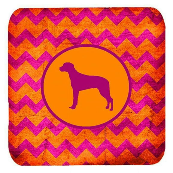 Rhodesian Ridgeback Chevron Pink And Orange Foam Coasters - Set 4, 3.5 x 3.5 In.
