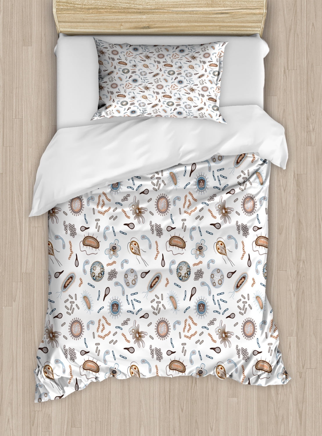 Biology Duvet Cover Set Twin Size, Bacteria Virus and Germs Disease ...