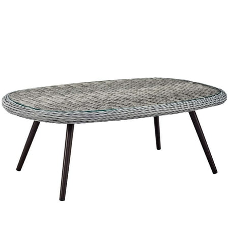 Minecraft Garden Furniture Mod Modern Contemporary Urban Design Outdoor Patio Balcony Garden Furniture Lounge Coffee Table, Rattan Wicker Glass Aluminum Metal, Grey Gray ()