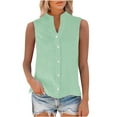 thumbnail image 6 of TKLPEHG Tank Top for Women V-Neck Button Tank Top Lightweight Leisure Fashion Western Outfit for Women Solid Color Graphic Tee Regular Sleeveless Blouses Blouses (Mint Green,XXXL), 6 of 8