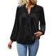thumbnail image 2 of AUNVITO Women's Velvet V-Neck Long Sleeve Blouse Elegant and Luxurious Casual Style, 2 of 9
