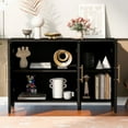thumbnail image 6 of EUROCO 48" Longer Free Standing Buffet Cabinet ,Sideboard Cabinet with Pine Wood legs，3 Doors and Shelves，Metal Handle for Living Room Study Entrance Corridors ,Black, 6 of 8