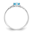 thumbnail image 2 of 10K White Gold Ring Band with Stones (12) December Swiss Blue Topaz Heart, Size 9, 2 of 5