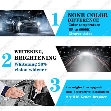 SHENKENUO D1S Xenon HID Headlight Bulbs 6000K 35W For Camaro 2010-2013 – Low And High Beam 2-Pack