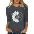 thumbnail image 1 of T-Shirts Décontractés à Col Rond Imprimé Floral Manches 3/4 pour Femmes, Pack de T-Shirts Burnout pour Femmes, Ensemble de T-Shirts d'Entraînement pour Femmes, 1 of 5