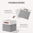 thumbnail image 2 of ENLOY Fabric Cube Storage Organizer Bins, 13x13 inch - 4 Pack Foldable Storage Cube Bins for Shelves, Large Capacity Storage Boxes with Leather Handle, Grey, 2 of 7