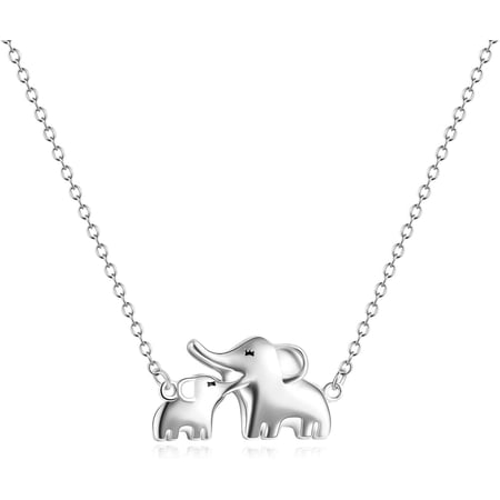 YAFEINI Mom Elephant Necklace Sterling Silver Good Luck Elephant Necklace for Mon Women