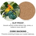 thumbnail image 6 of GZHJMY Round Drink Coasters, 2 Pcs Tropical Exotic Leaves Parrots Absorbent Ceramic Coffee Coasters for Drinks with Cork Base Housewarming Gift for Home Decor, 6 of 6