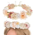 thumbnail image 3 of Corona de flores bohemia con decoración floral para el pelo, guirnalda ajustable para damas de honor 18 cm, 3 of 7