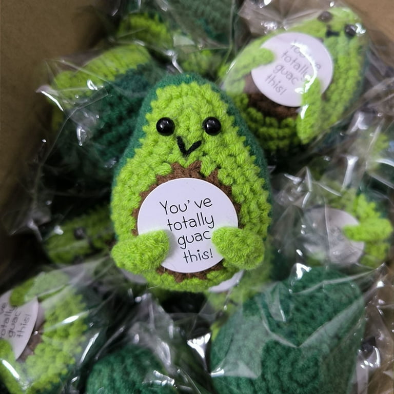 Crochet Avocado Crocheted Avocado with Base Handmade Fruit for Emotional Support Stress Relief Positive Life Knitting Toy for Kids Adults Comforting