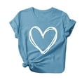 thumbnail image 5 of QUINDOS Short Sleeve Girls Tshirt Summer Blue Women Tops Heart Print Crew Neck Outdoor Tops, 5 of 6