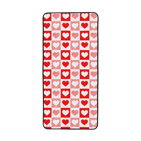 LNWH Bath Towel, Red Checker Chequered Pattern Absorbent Coral Fleece Bath Towel for Bathroom, Gym, Beach-27x55in