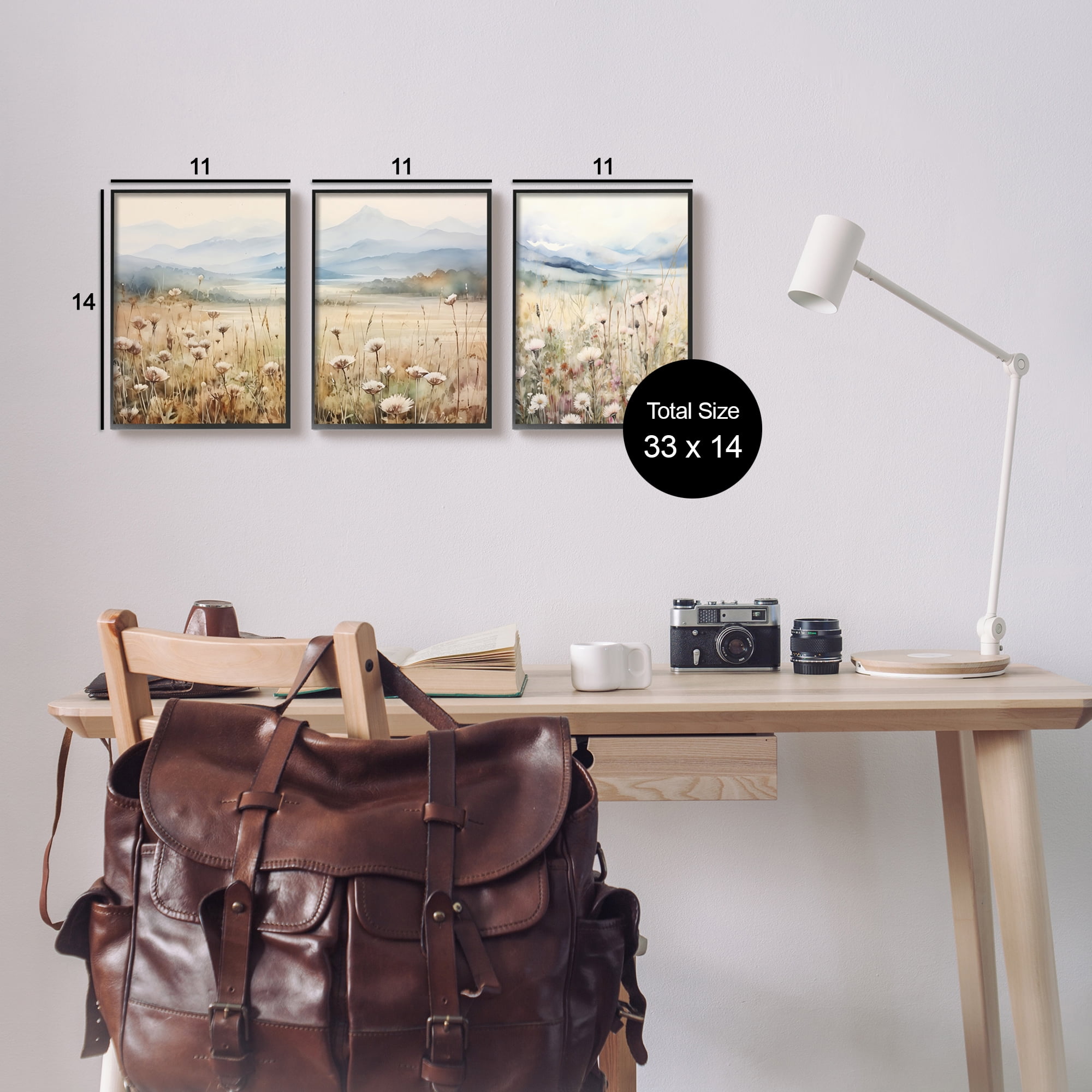 Stupell Industries In The Field Landscape Landscape Painting Black Framed Art Print Wall Art, 11 x 14, Set of 3