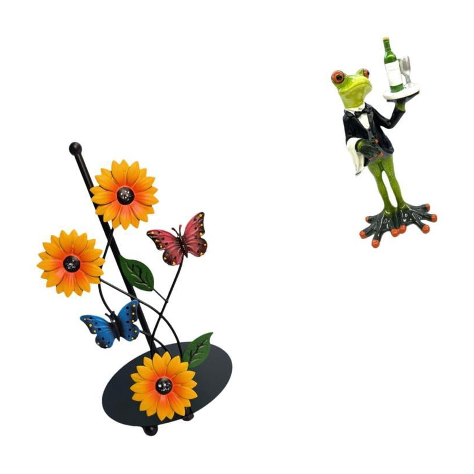 Fiocias Frog Paper Towel Holder Dispenser Non Slip Vertical Tissue Holder Rack Creative Decorative Animal Sculpture Figurine Tabletop Ornament for Home Firepl