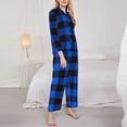 thumbnail image 3 of Goofa Buffalo Plaid Blue Black Printed Women’s 2 Piece Pajama Set Super,Pajamas Women's Long Sleeve Sleepwear Soft Button Down Loungewear Pjs Lounge Set Nightwear-Small, 3 of 9