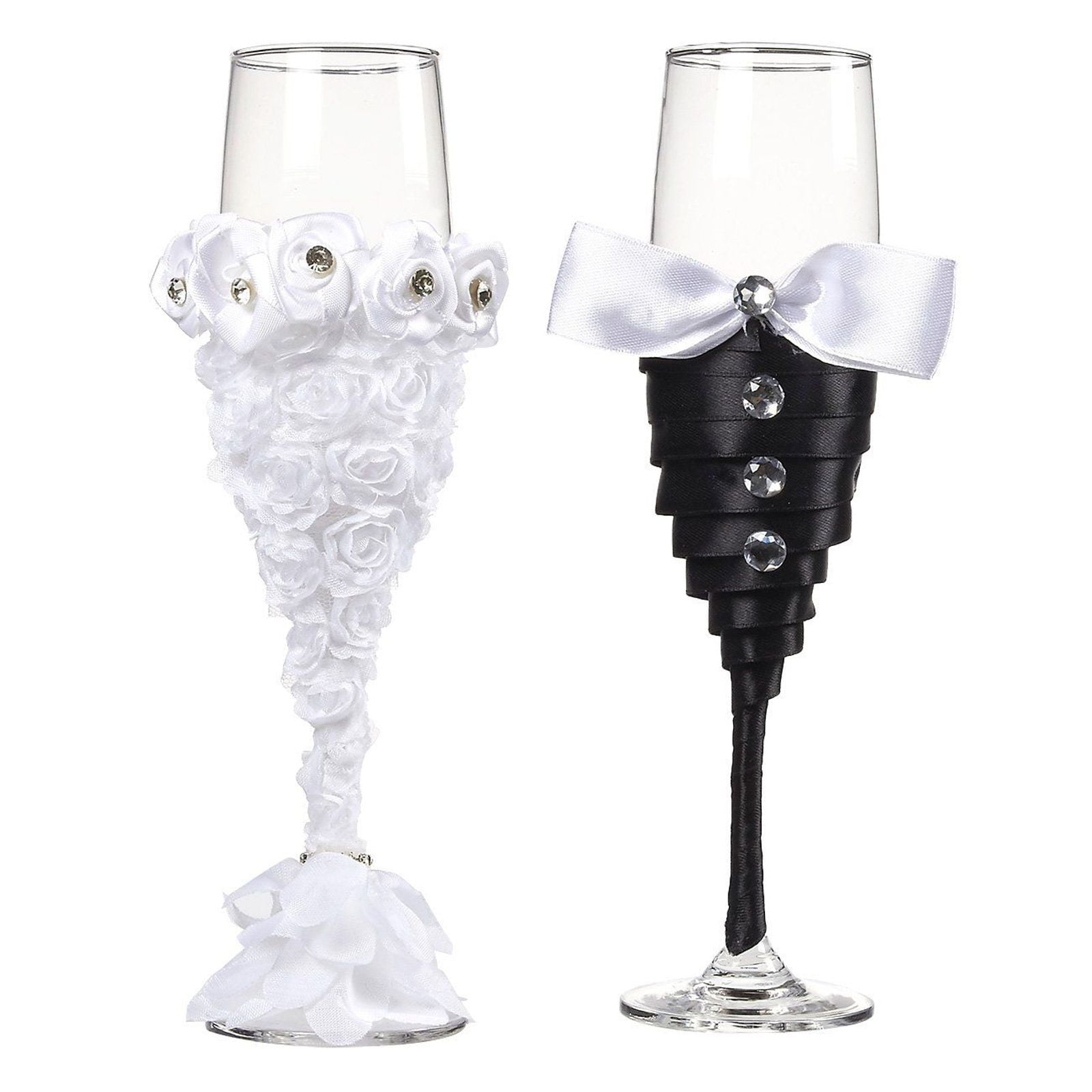 2 Piece Set Wedding Champagne Toasting Flutes Glasses and Mrs Engraved Mr 