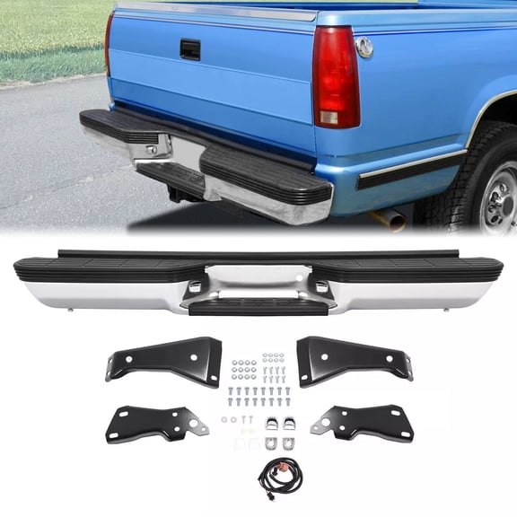 KOJEM Rear Bumper Assembly Compatible with 1988-2000 Chevy Chevrolet GMC Suburban C/K C1500 C2500 C3500 K1500 K2500 K3500 Tahoe Yukon Blazer W/Strip Pad GM1101109 999863