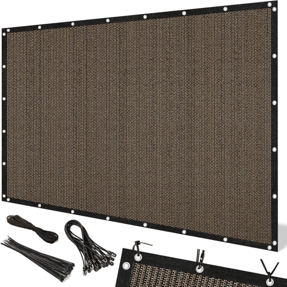 Olurrisa 6'x10' HDPE Privacy Screen Sun Shade, Mocha Color for Garden Fence & Patio, UV Protection