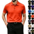 thumbnail image 2 of Men's Breeze Polo Shirts Beer Belly Breeze Short Sleeve Wear Collared Textured Shirt Stretchy Quick Dry Casual Golf,Saffron,4XL, 2 of 6