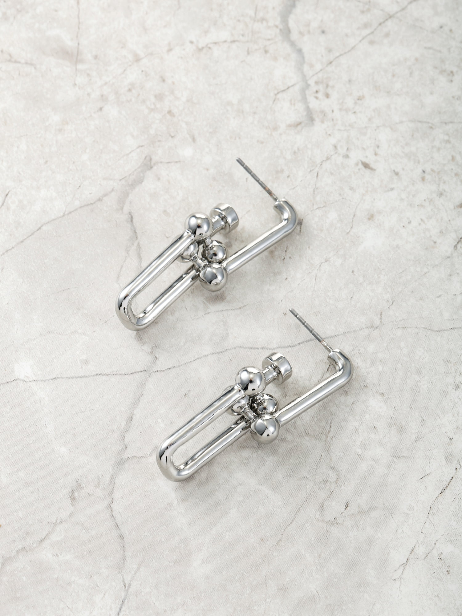 Time and Tru Silvertone Link Earring, 1 Pair